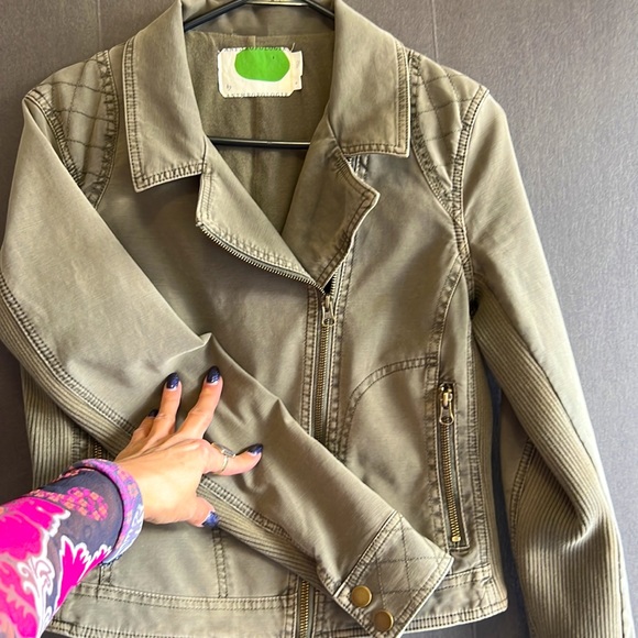 Anthropologie Army Green Moto Jacket - Picture 8 of 11